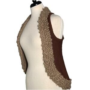 TRF Zara Sherpa / Wool Vest Knitted Brown and Tan Medium